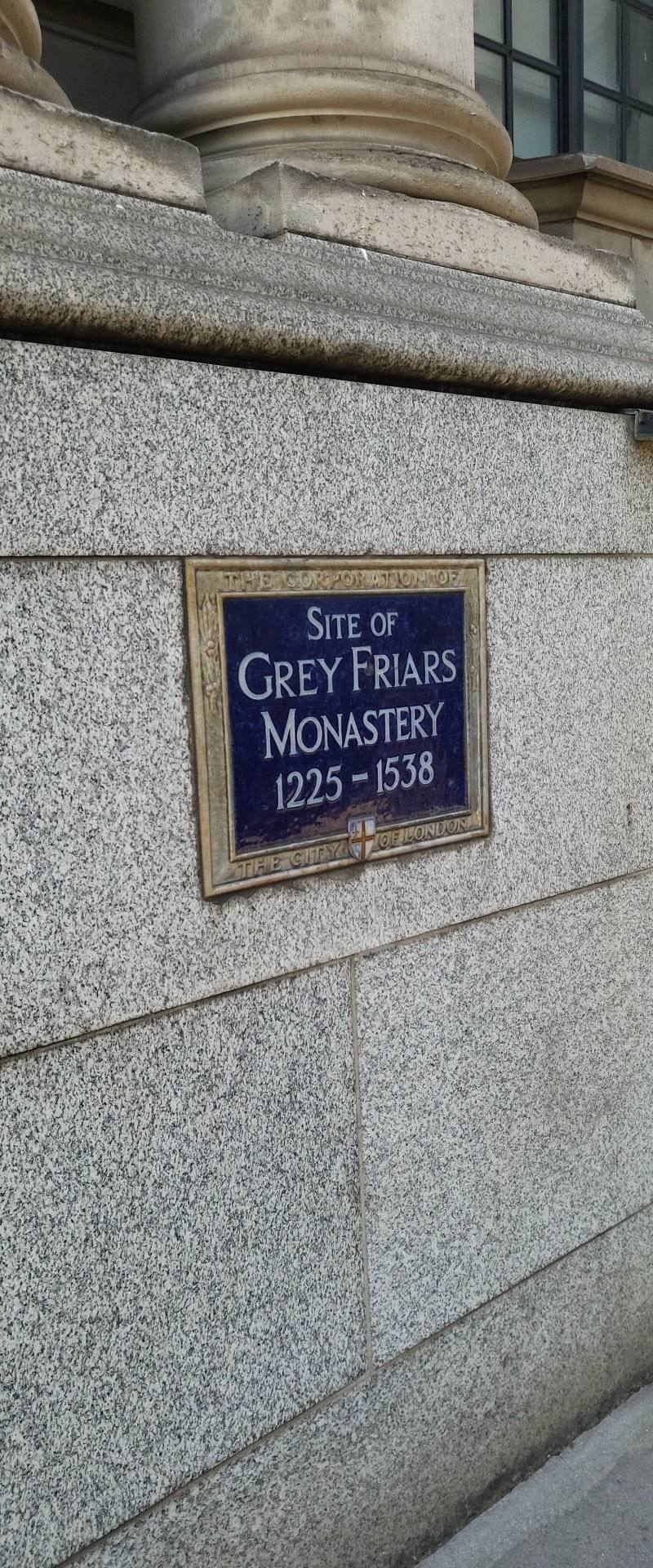 Grey Friars Monastery blue plaque — Place photograph